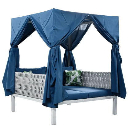 U_Style Outdoor Patio Sunbed with Curtains High Comfort Suitable for Multiple Scenarios