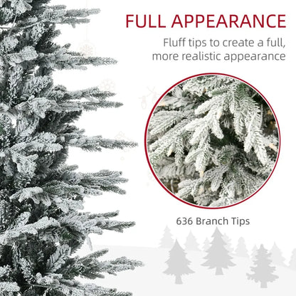 6ft Tall Prelit Artificial Christmas Tree Holiday Dr with 636 Snow Flocked Branches 250 Warm Yellow Clear Lights Auto Open Extr