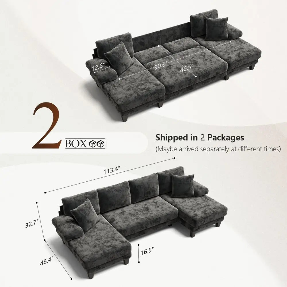 Compressed Sofa, Convertible Sofa Bed, Corduroy Compression Boneless Couch with Pillow
