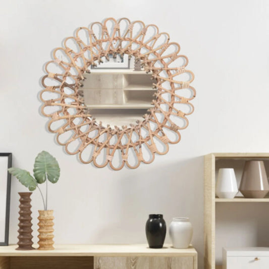 Nordic Design Wood Color Vine Household  Willow Mirror