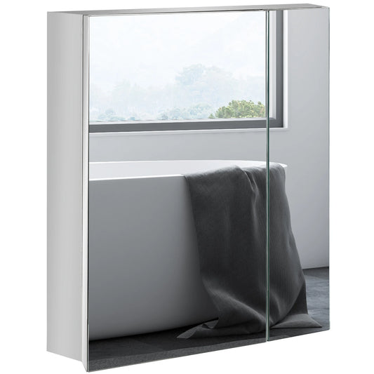 Wall-Mounted Medicine Cabinet with Mirror, Bathroom Mirror Cabinet Wall Mounted with Hinged Door, Storage Shelves