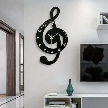 Durable Stylish Musical Note Wall Clock, Silent Non-Ticking, Battery Operated,