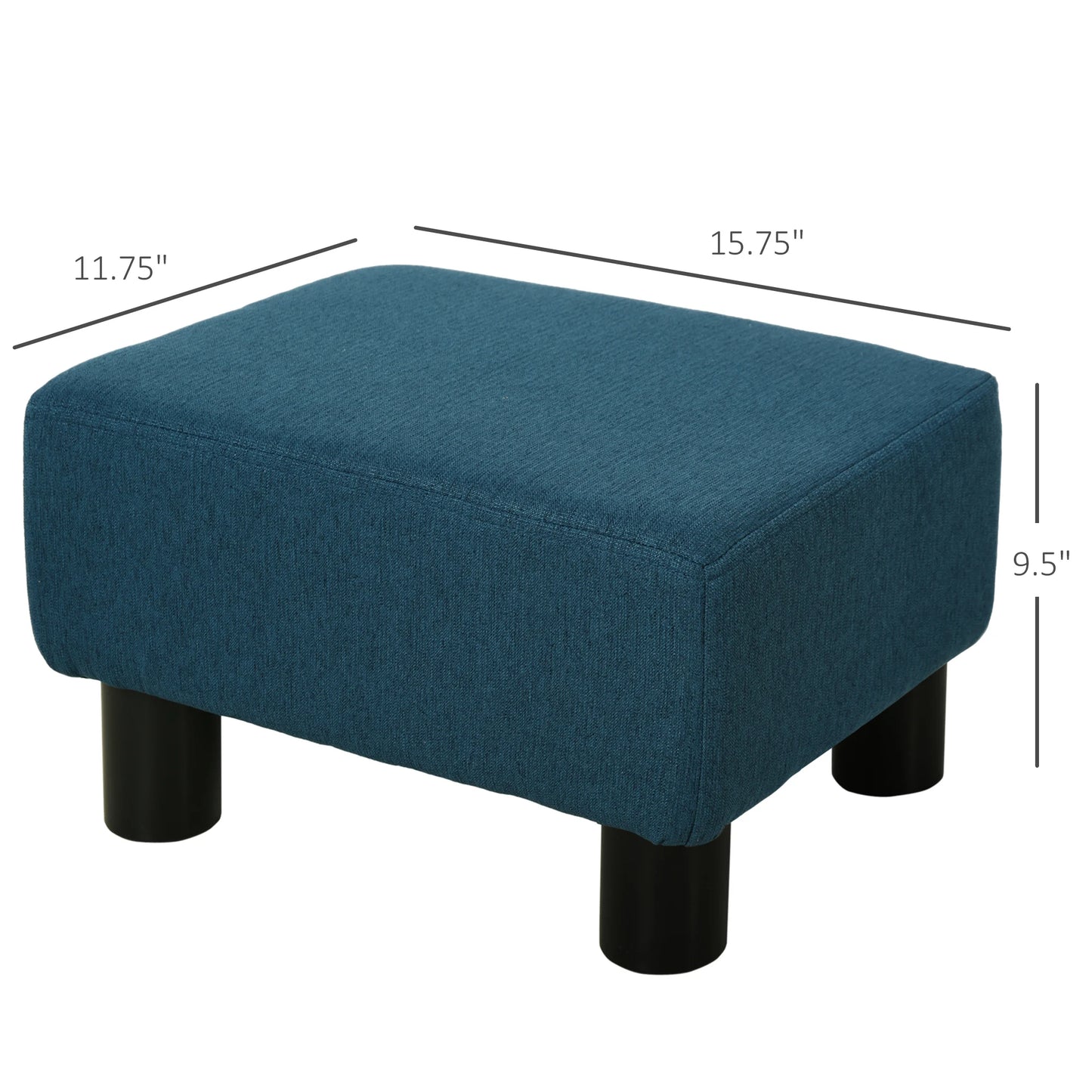 Cubed Modern Linen Fabric Pouf Footrest Ottoman Furniture Blue