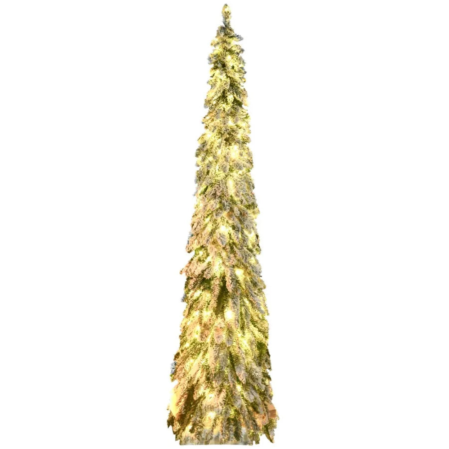 7ft Tall Prelit Pencil Artificial Christmas Tree