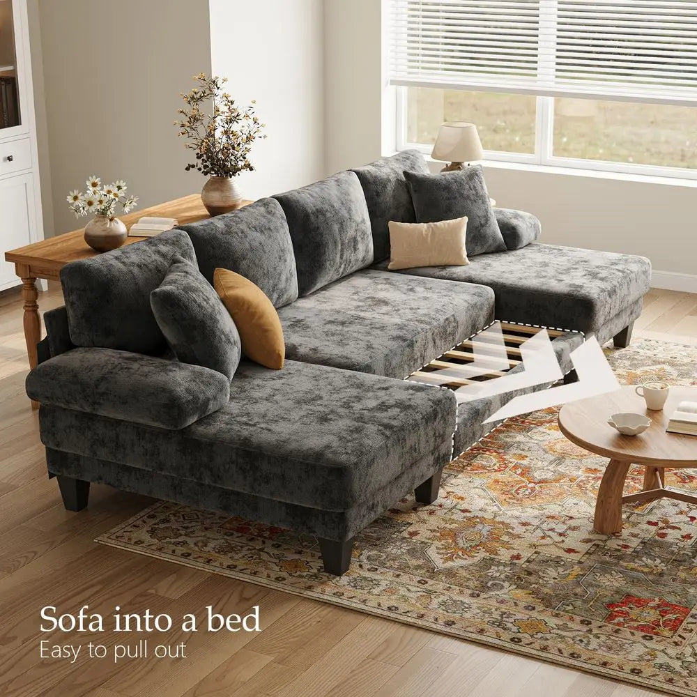 Compressed Sofa, Convertible Sofa Bed, Corduroy Compression Boneless Couch with Pillow