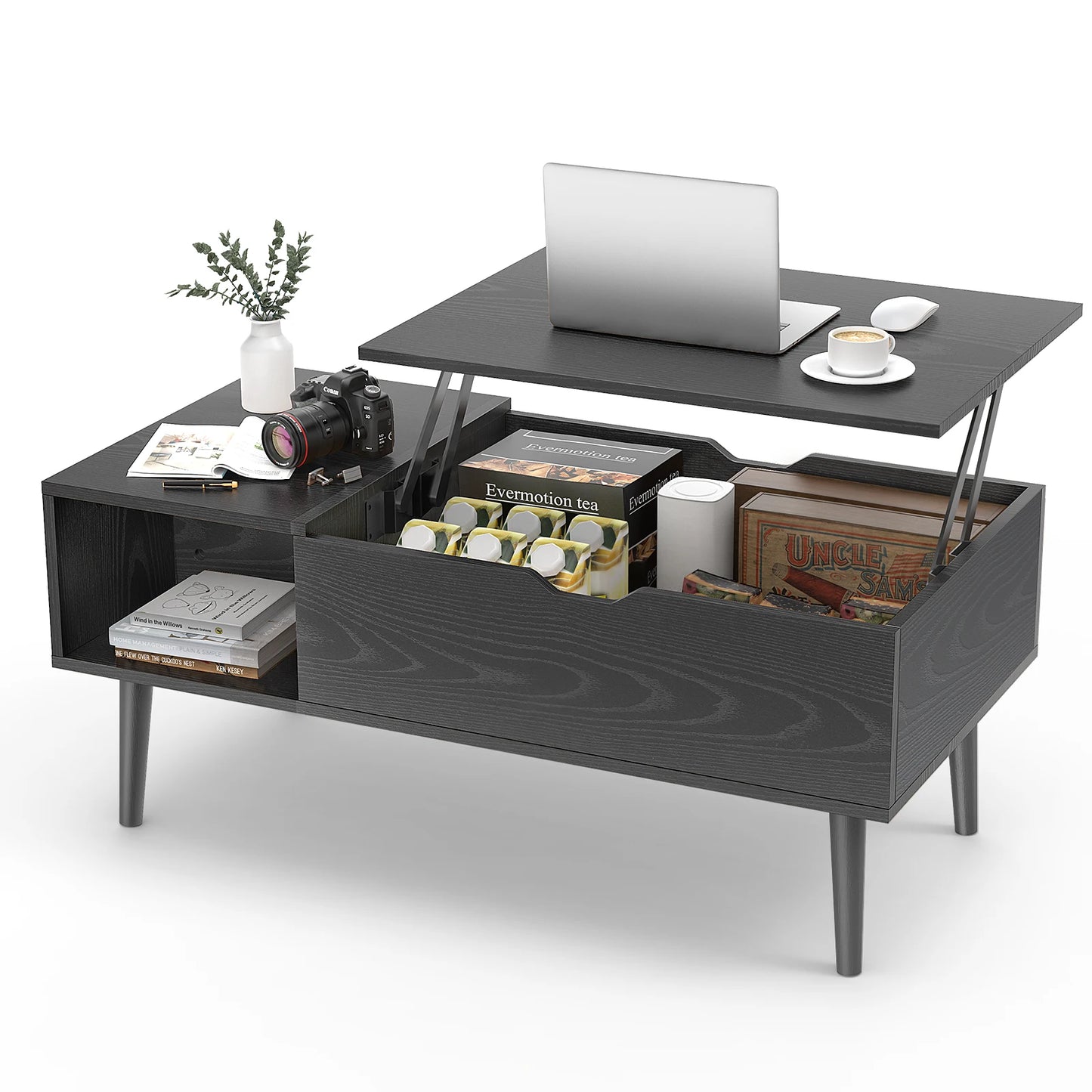 Desk Tea Dining Table Coffee Tables For Living Room 39.37"x19.7" Shelf Easy Lift Or Lower