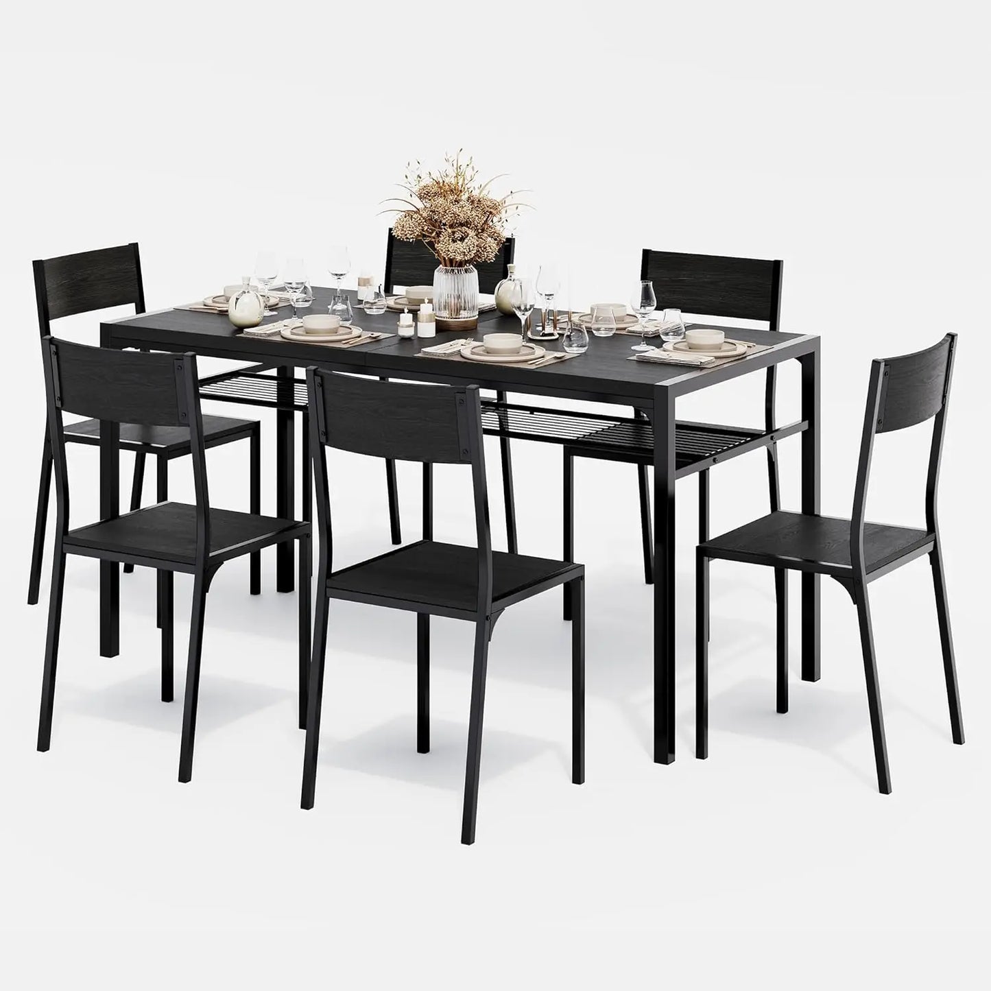 Kitchen Table and 2 Chairs for 4 with Bench, 4 Piece Dining Table Set for Small Space, Apartment