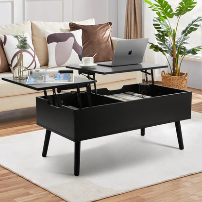 Lift Top Coffee Table with Separate and Hidden Storage Compartment, Double Lift Table Top for Home Living Room