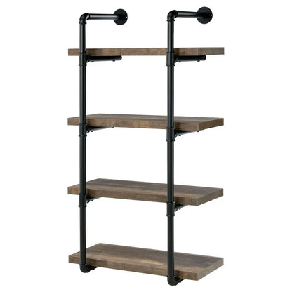 Black and Rustic Oak 4tier Wall Shelf