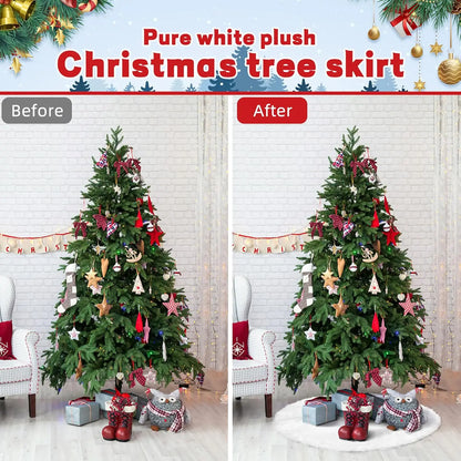 6 Pieces 36inch White Plush Skirt Decoration for Christmas
