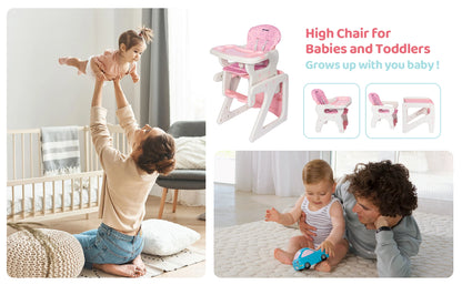 Baby High Chair Foldable  &  2-in-1 with Table Footrest,