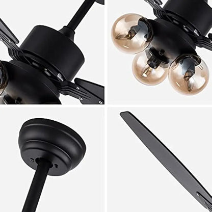 Ceiling Fan Lamp 3 Blades 3 Speed Fan for Bedroom Dining Room Home Office with Remote Control