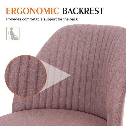 Armless Small Desk Office Chair Cute Vanity Swivel Chair with Back Modern Fabric with Wheels Swivel Task Home Gaming Chair
