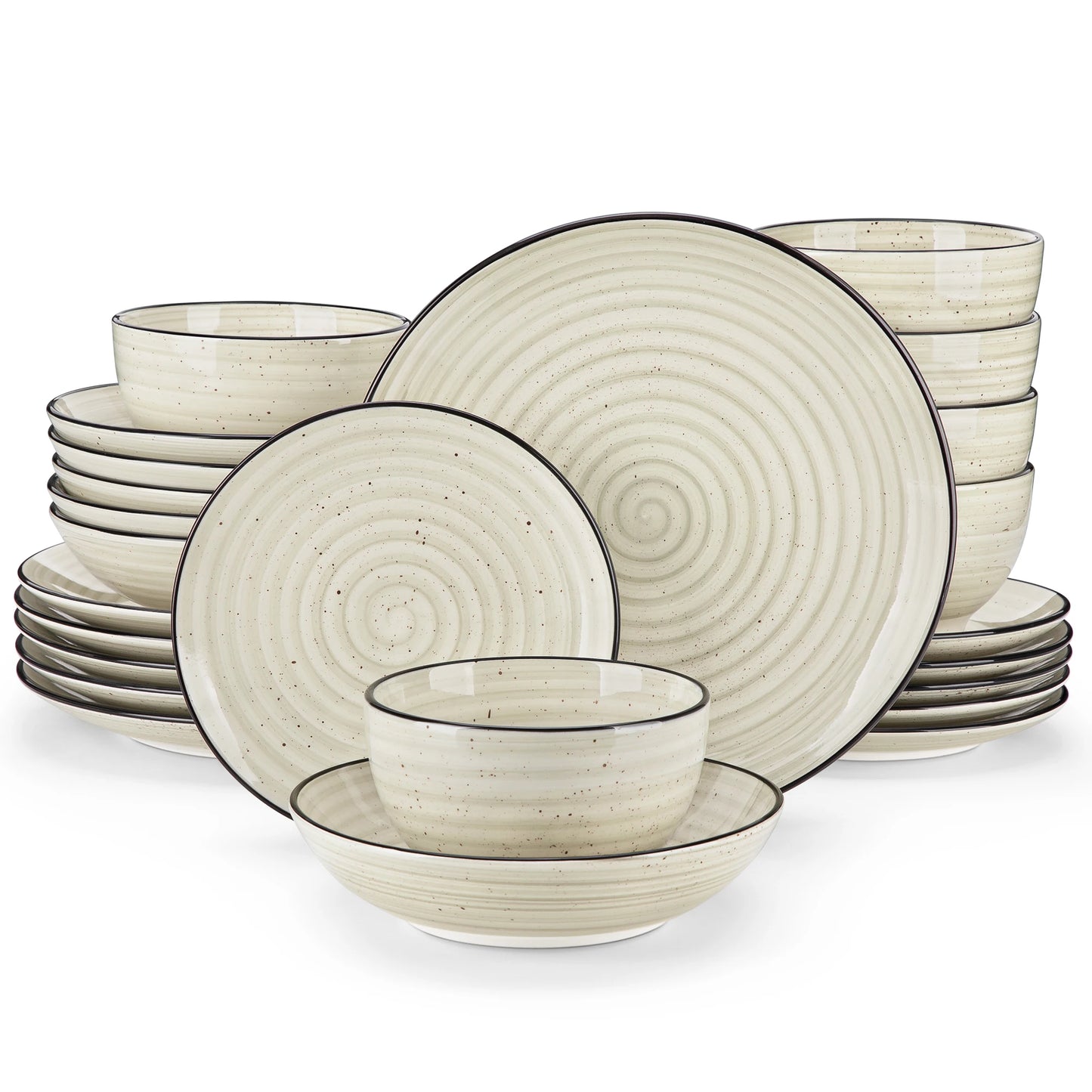 Beige Plates Dinner Sets Ceramic Dinnerware Sets Hand painted Spiral