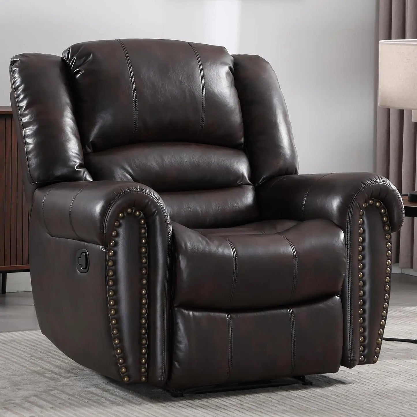 Manual Recliner Chair Comfortable Arms Back Living Room White Grey Custom