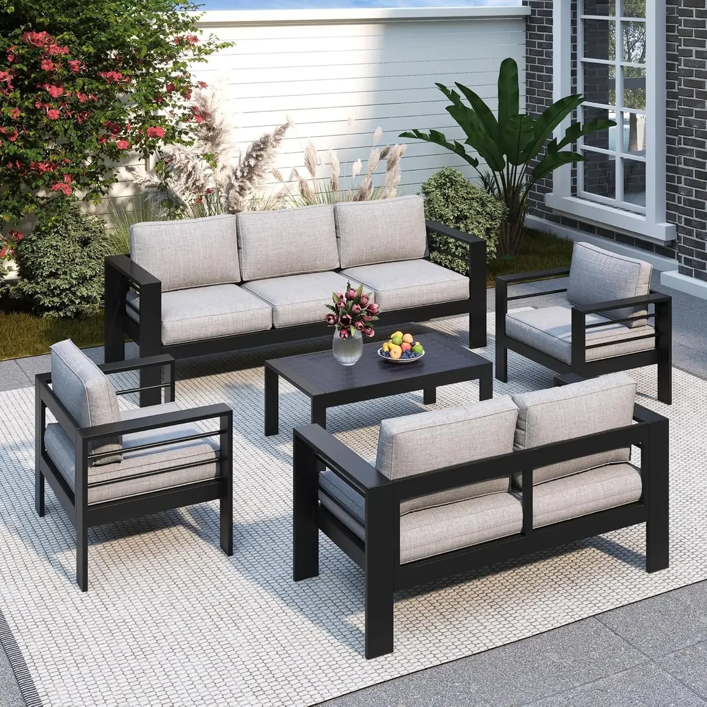 Aluminum Patio Furniture Set for All Weather, Oversized Metal Outdoor Furniture Set with 27.5" Deep Seating and, Customized