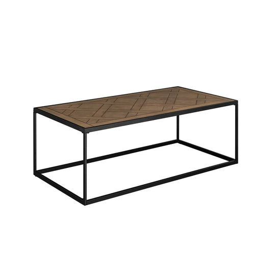 Contemporary Decorative Parquet-Top Rectangle Coffee Table Parquet Veneer