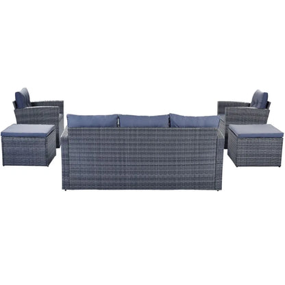 GO 6piece All-weather Wicker PE rattan Patio Outdoor Dining Conversation Sectional v