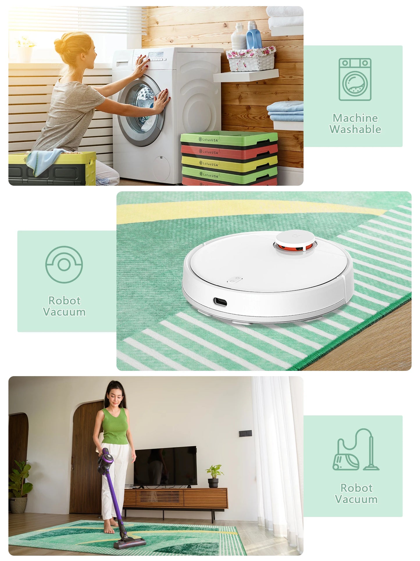 Area Rugs for Living Room, Machine Washable Vintage Rug,