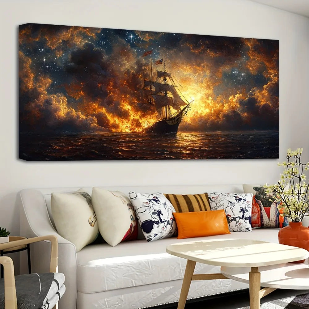 1.5 inch thick pine solid wood frame, battleship poster