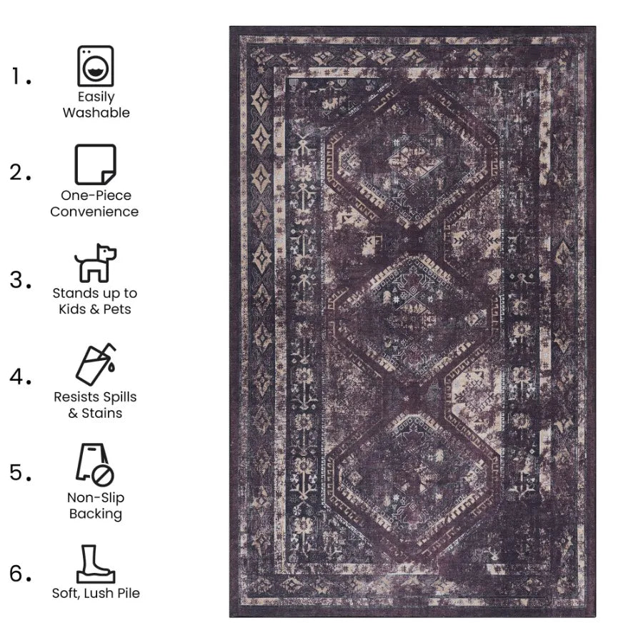 2x3 Machine Washable Area Rugs LowPile NonSlip NonShedding Foldable Kid Pet Friendly Area Rugs for living room bedroom kit
