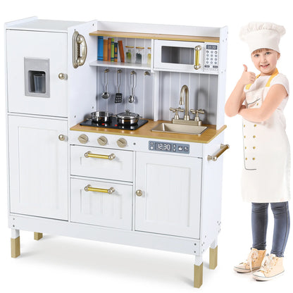 Play Kitchen for Kids, Cooking Playset w/Realistic Light & Sound