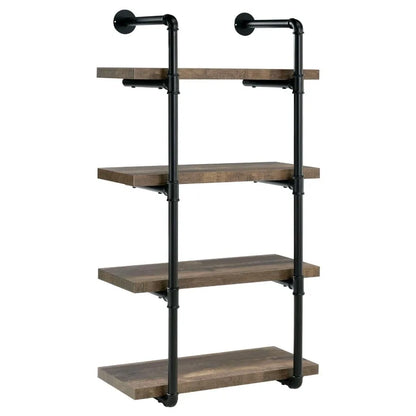 Black and Rustic Oak 4tier Wall Shelf