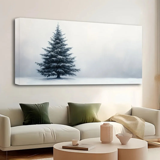 1.5 inch thick pine solid wood frame, Christmas winter mural,