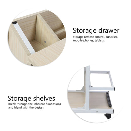 Portable Multifunctional Removable Laptop Desk with Wheels Drawer Bed Sofa Books Snack Laptop Desk Removable Laptop Desk