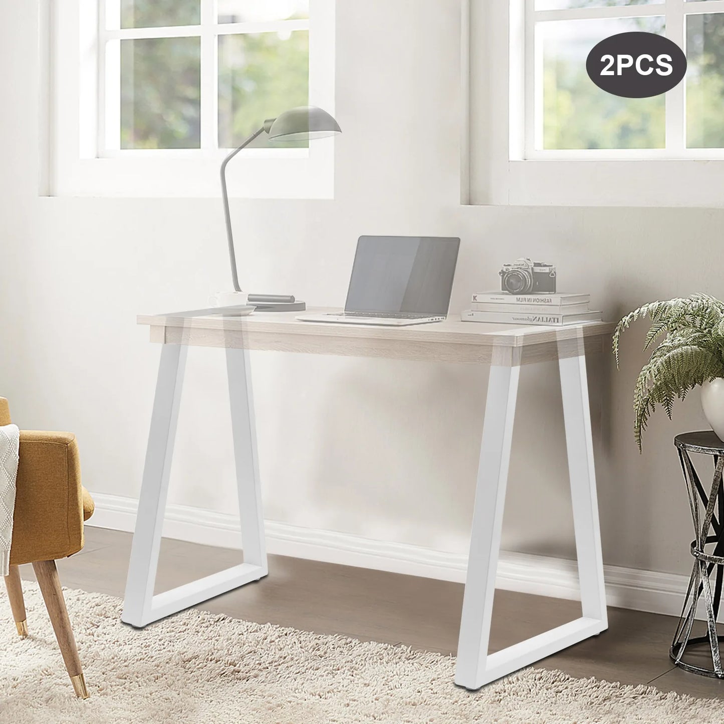28Inch White Metal Table Legs, 2pcs Trapezoidal Table