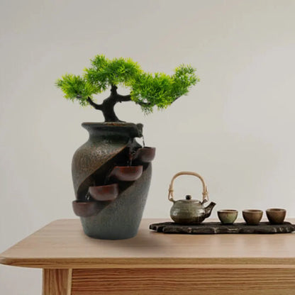 Brown Tabletop Fountain Mini Waterfall for Indoor Spaces