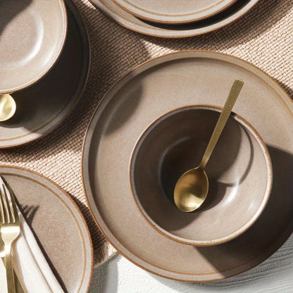 Banks Brown 12-Piece Stoneware Dinnerware Set