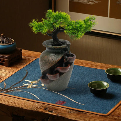 Brown Tabletop Fountain Mini Waterfall for Indoor Spaces