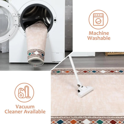 Border Solid Large Rug 9x12ft Rug Washable Area Rug for Living Room Dining Room Rug Bedroom Carpet Area Rugs for Farmhouse