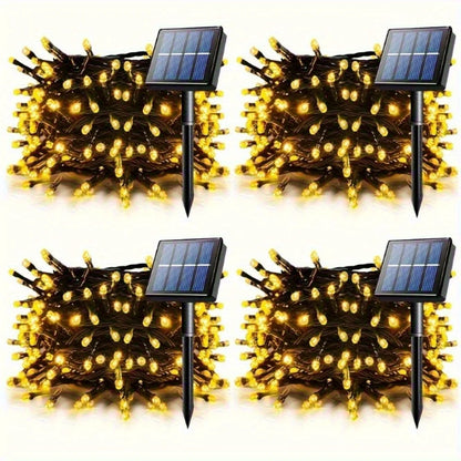 4 Pack 100 LED Solar String LightsTotal 8 Modes Solar Powered Christmas Tree Lights for Outdoor Home Patio and Party Decorations