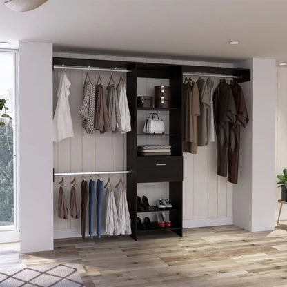 1Drawer 4Shelf Closet System Black gue