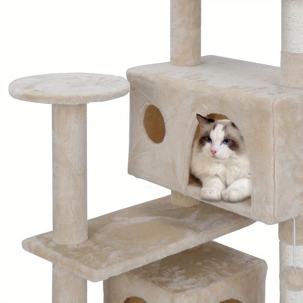Multi-level 52" Cat Tree Tower for Multiple Cats W/Sisal Posts, Scratching Board