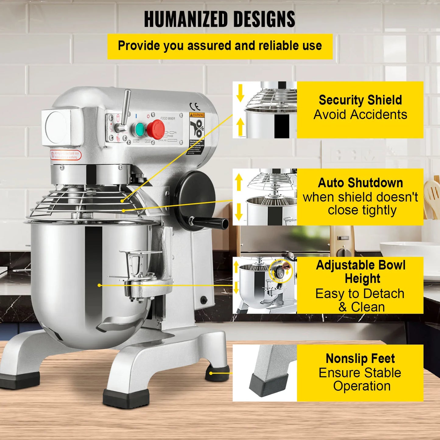 Electric Dough Machine Stainless Steel Commercial Cream Egg Whisk Mixer Processor Kitchen Food Stand Blender