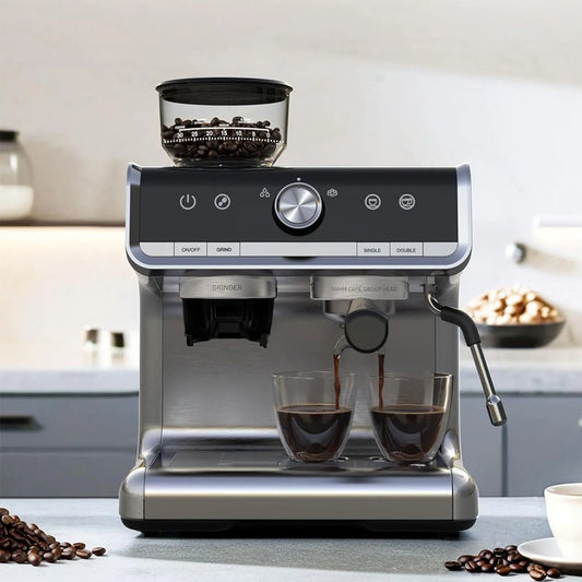 Espresso Coffee Machine 1450W Semi-Automatic Espresso Maker with Grinder for Latte Cappuccino