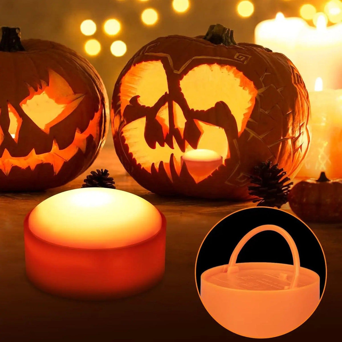 LED Flameless Pumpkin Lights Jack-O-Lantern Lights with Remote/Timer
