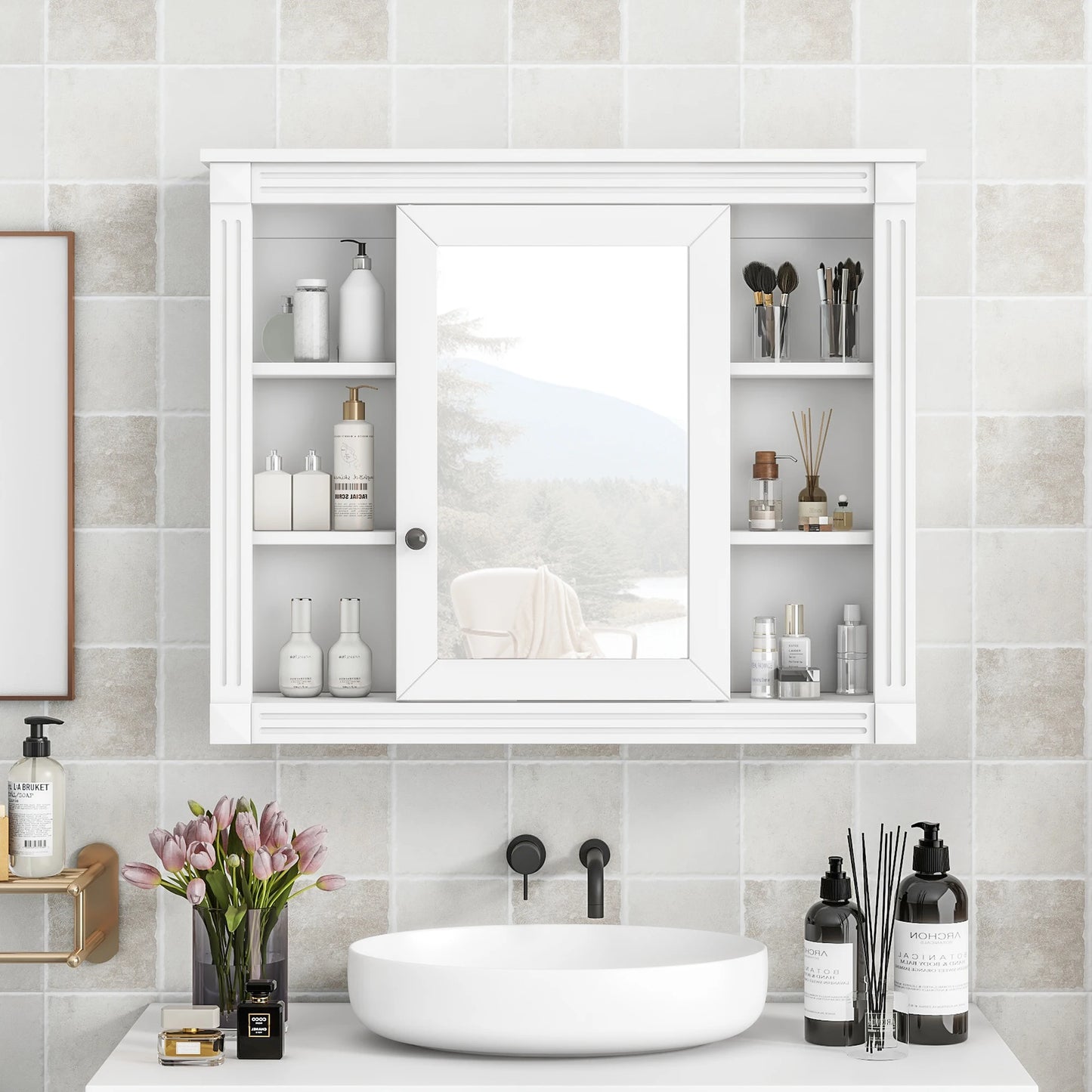 Wall Mounted Bathroom Storage Cabinet And Mirror