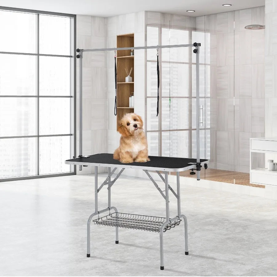 Pet Grooming Table Two Arms with Clamp 46'' Dog Grooming Statio