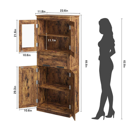 67" Tall Bathroom Storage Cabinet and Tall Cabinet for Living Room