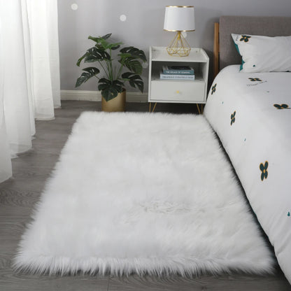 Faux Fur Sheepskin Area Rug Bedroom Blanket Living Room