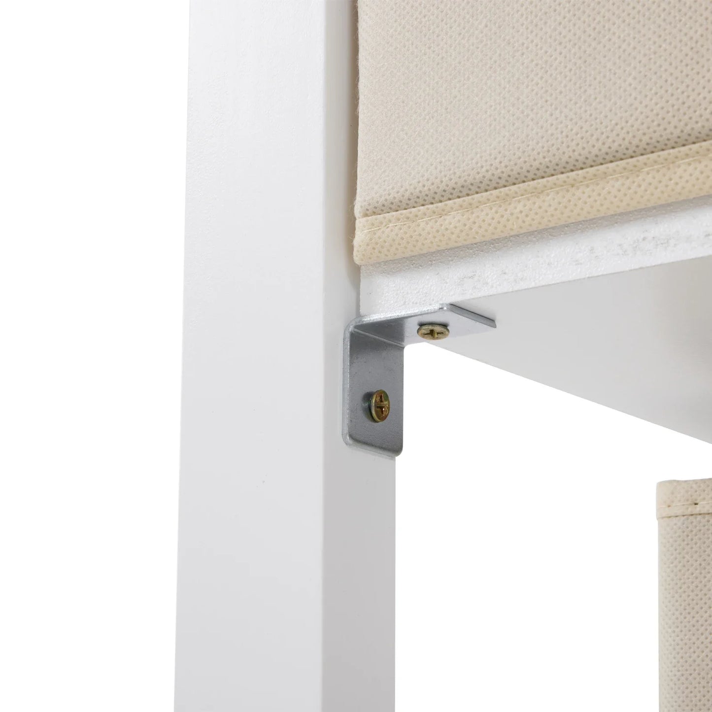 Wooden Bed Bases Removable Top White Painted Pine Children's Cot with 3 Fabric Drawers + 1 Fabric Bag