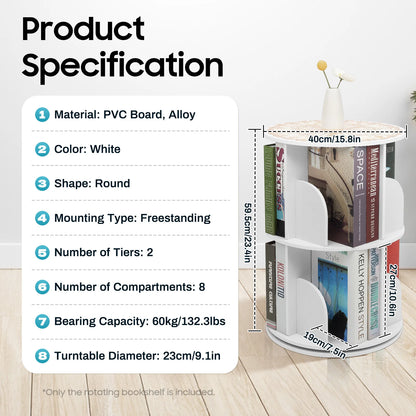 2-Tier Rotating Bookshelf: Stylish Design,