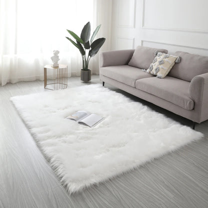 Faux Fur Sheepskin Area Rug Bedroom Blanket Living Room