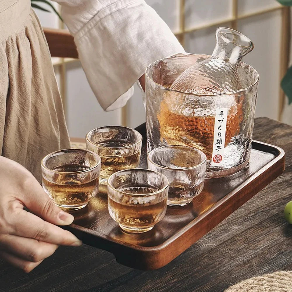 Japanese Glass Bar Sets Glass Sake Wine Set Baijiu Whisky Cocktail Set Glass Flask Barware