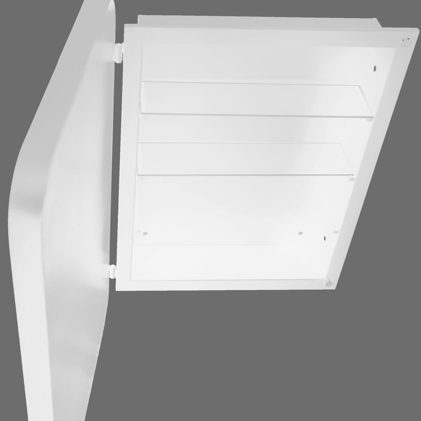 16x24-Inch Recessed White Metal Frame with Adjustable Shelveswith Storage