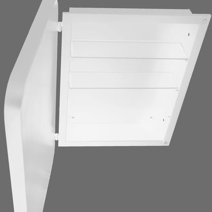 16x24-Inch Recessed White Metal Frame with Adjustable Shelveswith Storage